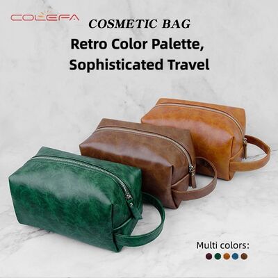 2026 New PU Leather Vintage Toiletry Bag Large Capacity Waterproof Stylish Portable Makeup Storage Cosmetic Pouch for Toiletries
