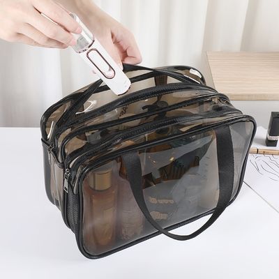 PVC Double-Layer Large-Capacity Wet/Dry Separation Cosmetic Bag Thickened Waterproof Toiletry Swimming Travel Daily Storage Bag