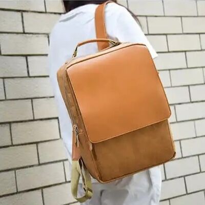 Manufactures Custom Male Brown Washable Kraft Paper Bag Softback Backpack With Front Flap