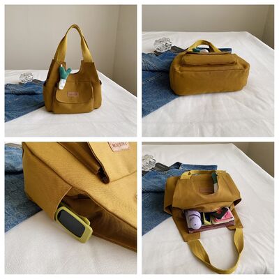 Canvas Bags for Women Spring/Summer Versatile Tote Bag Outing Mom Student Shoulder Underarm Commuting Bags Handheld Tote Bag