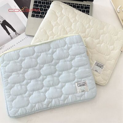 Customized Korean Cute Cloud Embroidery Pad Tablet Case 11/13/15-inch Laptop Storage Bags Polyester Made Lightweight with LOGO