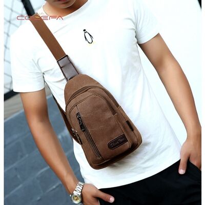 New Men's Chest Bag Casual Sports Shoulder Canvas Durable Crossbody Chest Bag for Construction Work Wholesale Customized Bags