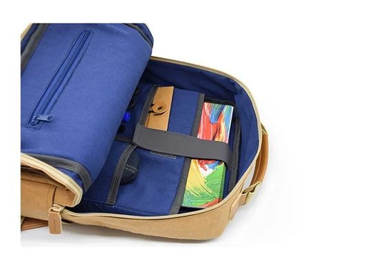 Manufactures Custom Male Brown Washable Kraft Paper Bag Softback Backpack With Front Flap