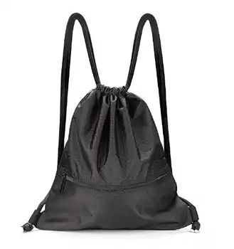 Custom 420D Large Strong Ripstop Waterproof Nylon 420D / 210D Polyester Black Drawstring Backpack