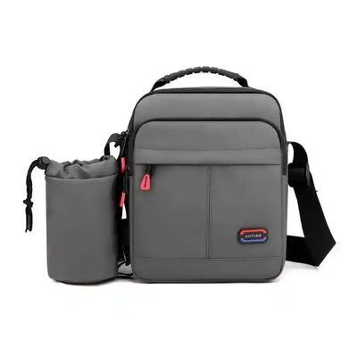 Custom Unisex Man Bag Messenger Men's Crossbody Shoulder Bag Black With Water Bottle Holder