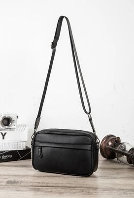 Black Microfiber Cell Phone Cross-body Pouch Male Side Sling Cross Bag Men Leather Messenger Bag For Men