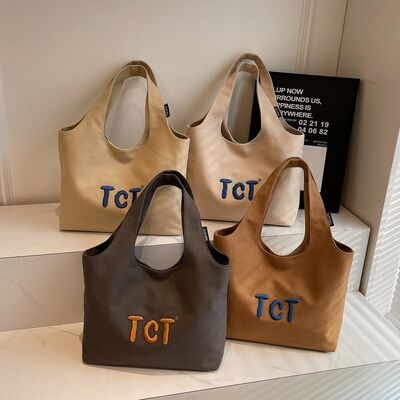 Custom Canvas Tote Bag for Women Large Capacity 2026 New Style Casual Versatile Embroidered Shoulder Handheld Commuting Tote Bag