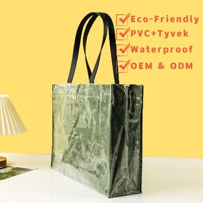 Customizable DuPont Paper Tote Bags with PVC Outer Washable Thickened Carry Bags Waterproof Tote bags Printed Patterns and Logos