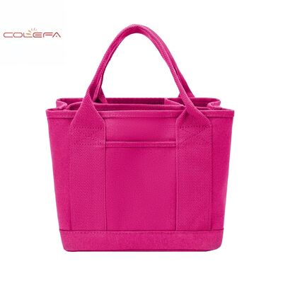 New Women's Canvas Mini Square Tote Bag Large Capacity Fashionable & Minimalist Lightweight with Multiple Compartments Storage