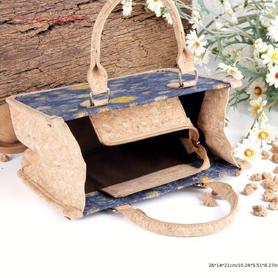 Custom Cork Tote Bag for Women Portuguese Bark Handbag Multi-Purpose Daily Casual 2026 New Handheld Eco-Friendly Style