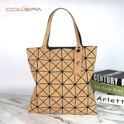Bark-Patterned Cork Tote Bags Women's Sophisticated Shoulder Bag Fashionable Handbag with Pleated Folds Stylish Shopping Tote