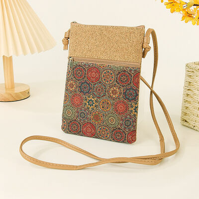 Trendy Bohemian Cork Phone Pouch Women's Crossbody Bag with Adjustable Strap - Travel Souvenir Customization Available