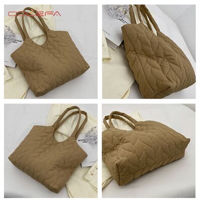 Oxford Cotton-Filled Quilted Tote Bag for Women 2026 New Arrival Minimalist Solid Color Tote Autumn/Winter Diamond Quilted Bag