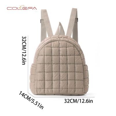 Autumn/Winter Polyester Cotton-Filled Backpack Checkered Fashion Casual Travel Backpack Lightweight Cotton Jacket Women Backpack