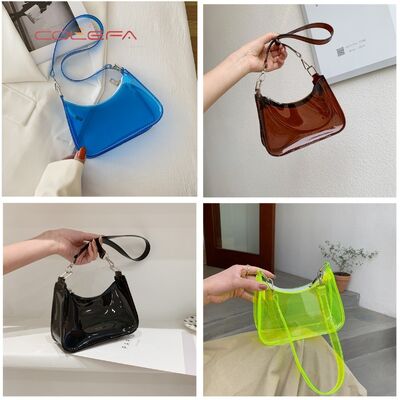 PVC Clear Bag for Women 2026 Summer New Arrival Trendy Korean Style Fashion Jelly Bag Influencer-Favorite Chic Shoulder Tote Bag