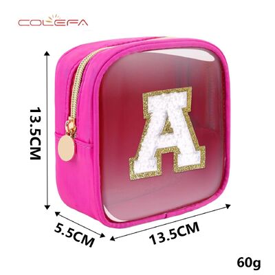 Wholesale Waterproof Transparent PVC Embroidered Letter Cosmetic Bag Large Capacity High-Fashion Travel Toiletry Bag in Stocks