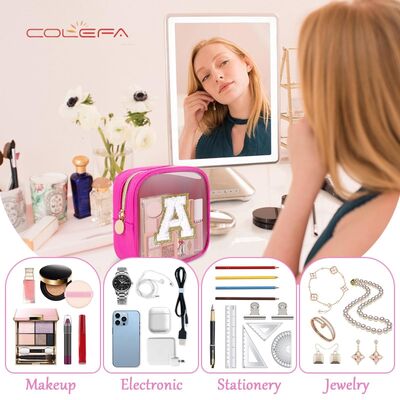 Wholesale Waterproof Transparent PVC Embroidered Letter Cosmetic Bag Large Capacity High-Fashion Travel Toiletry Bag in Stocks