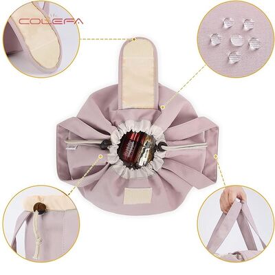 New Arrival Large Capacity Portable Polyester Drawstring Cosmetic Bag Travel Toiletry Pouch Fashion Makeup Brush Organizer