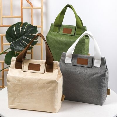 Custom DuPont Paper Insulated Lunch Bag Aluminum Foil Inside Handheld Tyvek Paper Lunch Bags Wholesale with Personalized LOGO