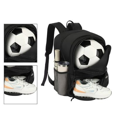 Oxford Black High-Capacity Water-Resistant Sports Backpack Football Training Bag with Dedicated Shoe Compartment Backpack