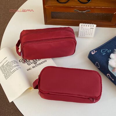 Japanese Minimalist Handheld Pencil Case Large Capacity Nylon Multi-Function Storage Bag Stationery Box Pencil Pouch Wholesale