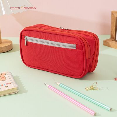 Nylon Large-Capacity Multi-Function Pencil Case Three-Layer Stationery Organizer Elementary School Student Pencil Storage Bag