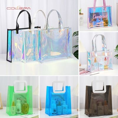 Wholesale Jelly-Color-Style PVC Bag Orange Pouch Supermarket Shopping Trendy Influencer Gift Packaging Bag with Custom LOGO