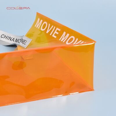 Wholesale Jelly-Color-Style PVC Bag Orange Pouch Supermarket Shopping Trendy Influencer Gift Packaging Bag with Custom LOGO