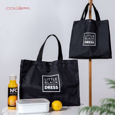 Oxford Fabric Black Shopping Bag Modern Travel Eco-Friendly Tote Supermarket Bag Large Capacity Foldable Thickened Storage Bag
