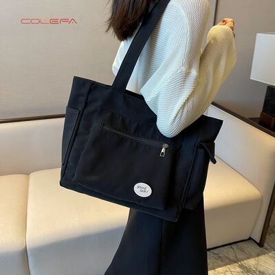 Oxford Fabric Tote Bag for Women Large Capacity Shoulder Bag Versatile Tote Students Handbag Carryall Crossbody Bag with LOGO