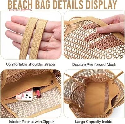 Hot-selling Unisex Swim & Beach Bag Portable Shoulder Storage Crossbody Bag Versatile Polyester Mesh Crochet Bag Carryall Items