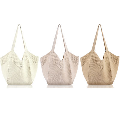 Custom Casual Large-Capacity Polyester Knit Bag New Lace-Up Sweet Style Single Shoulder Bags Vacation Beach Women's Handheld