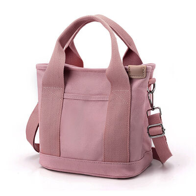 Small Zippered Japanese Layered Bag Niche Ladies' Shoulder Tote Bag Handheld Thickened Canvas Phone Bucket Tote Bags with Logo