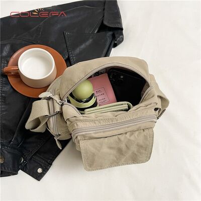 Nylon Multi-Pocket Minimalist Bag for Women Lightweight Compact Square Bag Large Capacity Casual Travel Versatile Crossbody Bag