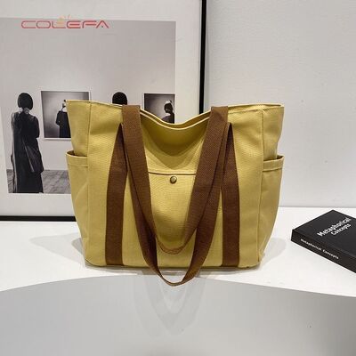 Large Capacity Tote Canvas Bag Work & Outings Stylish Commuting Versatile Literary Student Style Book-Carrying Shoulder Bags